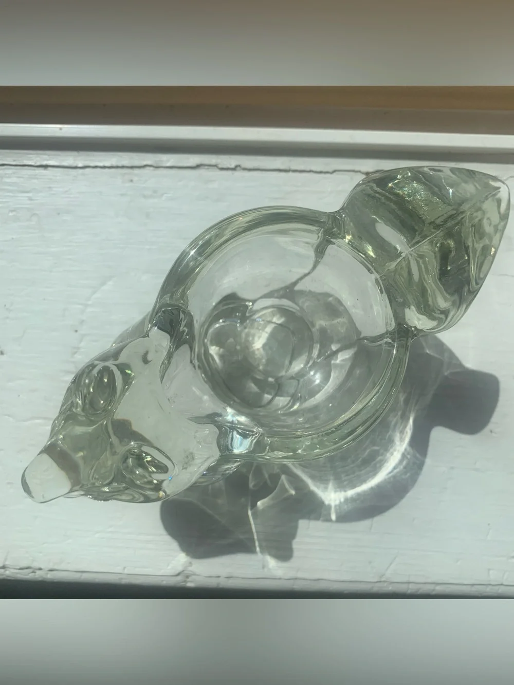 Adorable Vintage AVON clear glass chipmunk squirrel eating acorn candle holder